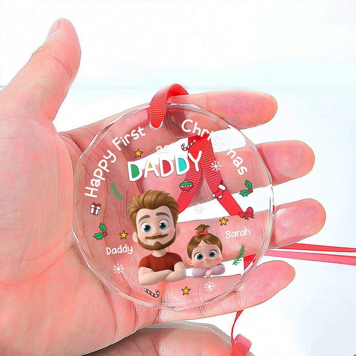 First Christmas With Baby - Personalized Custom Glass Ornament - Image 5