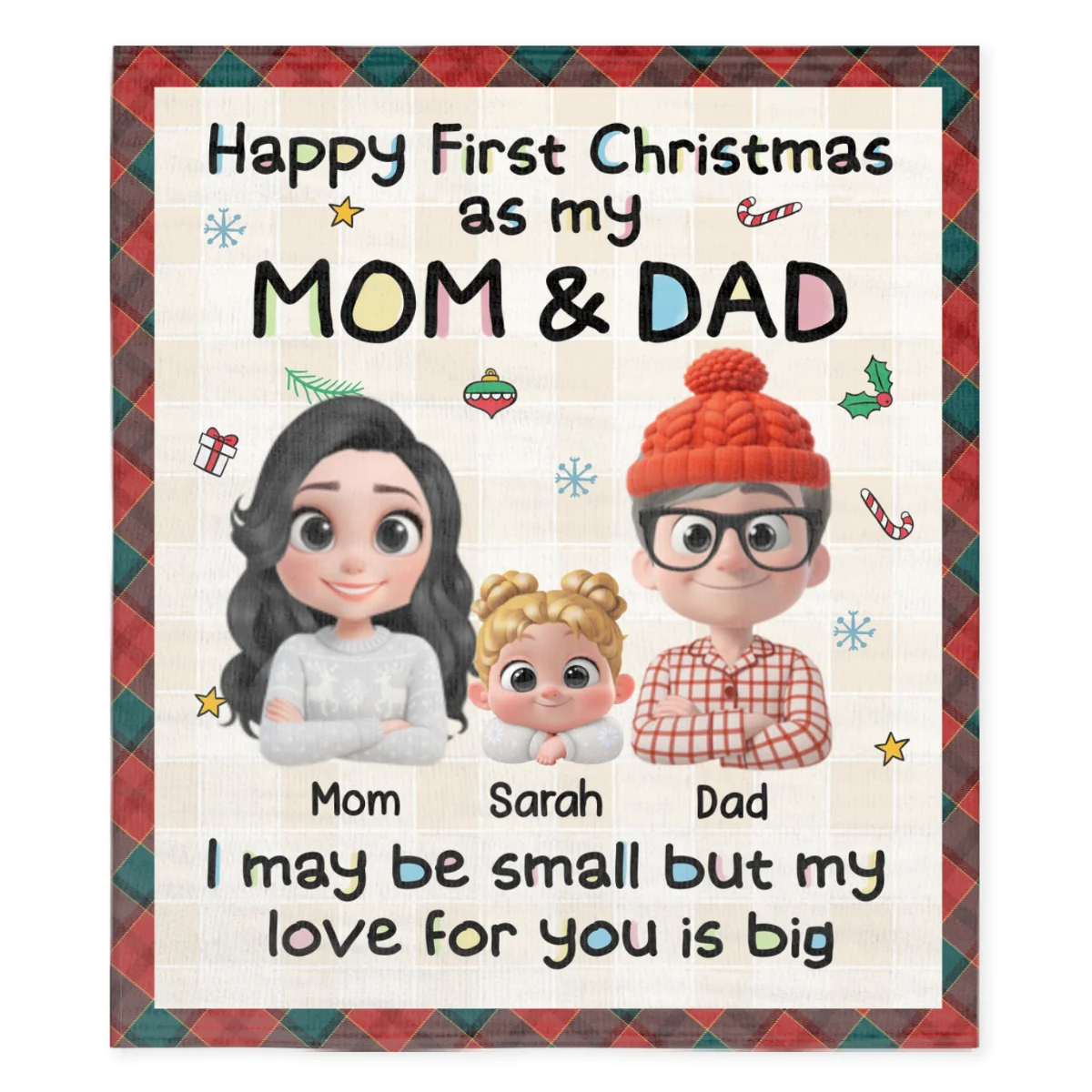 First Christmas With Mom And Dad - Personalized Custom Fleece Blanket - Image 6