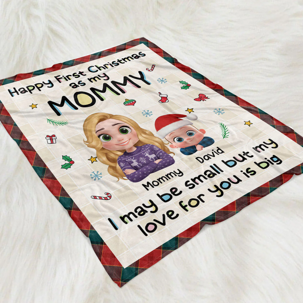 First Christmas With Mom - Personalized Custom Fleece Blanket - Image 5