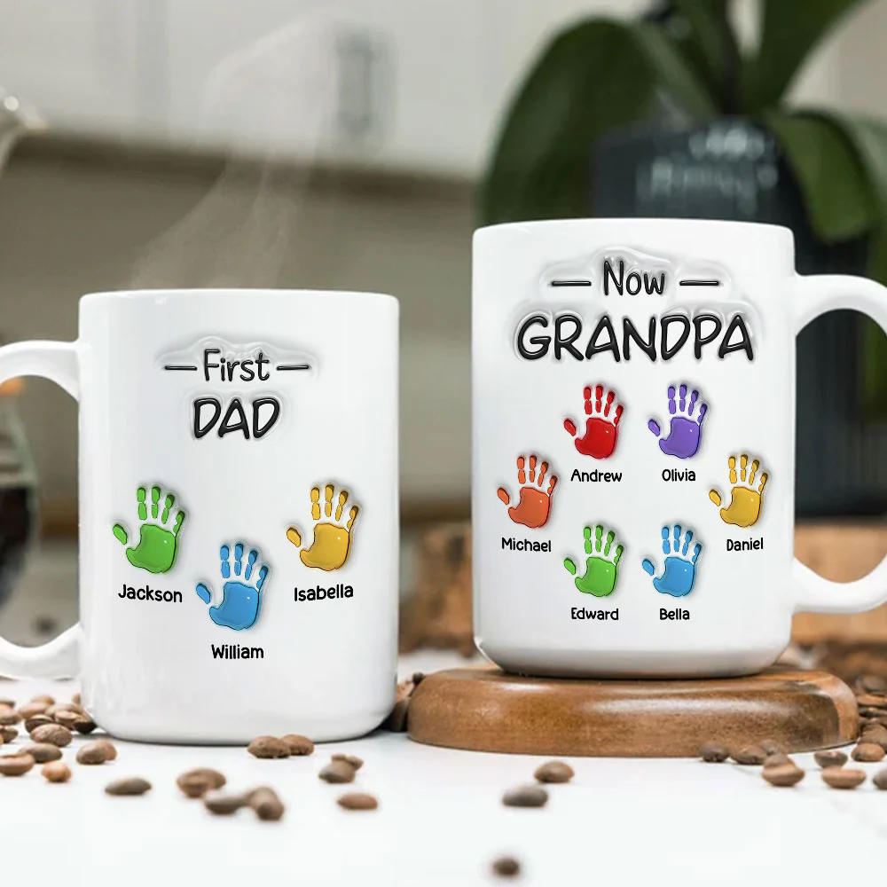 First Dad Now Grandpa Fathers Day - Personalized Custom 3D Inflated Effect Mug - Image 4