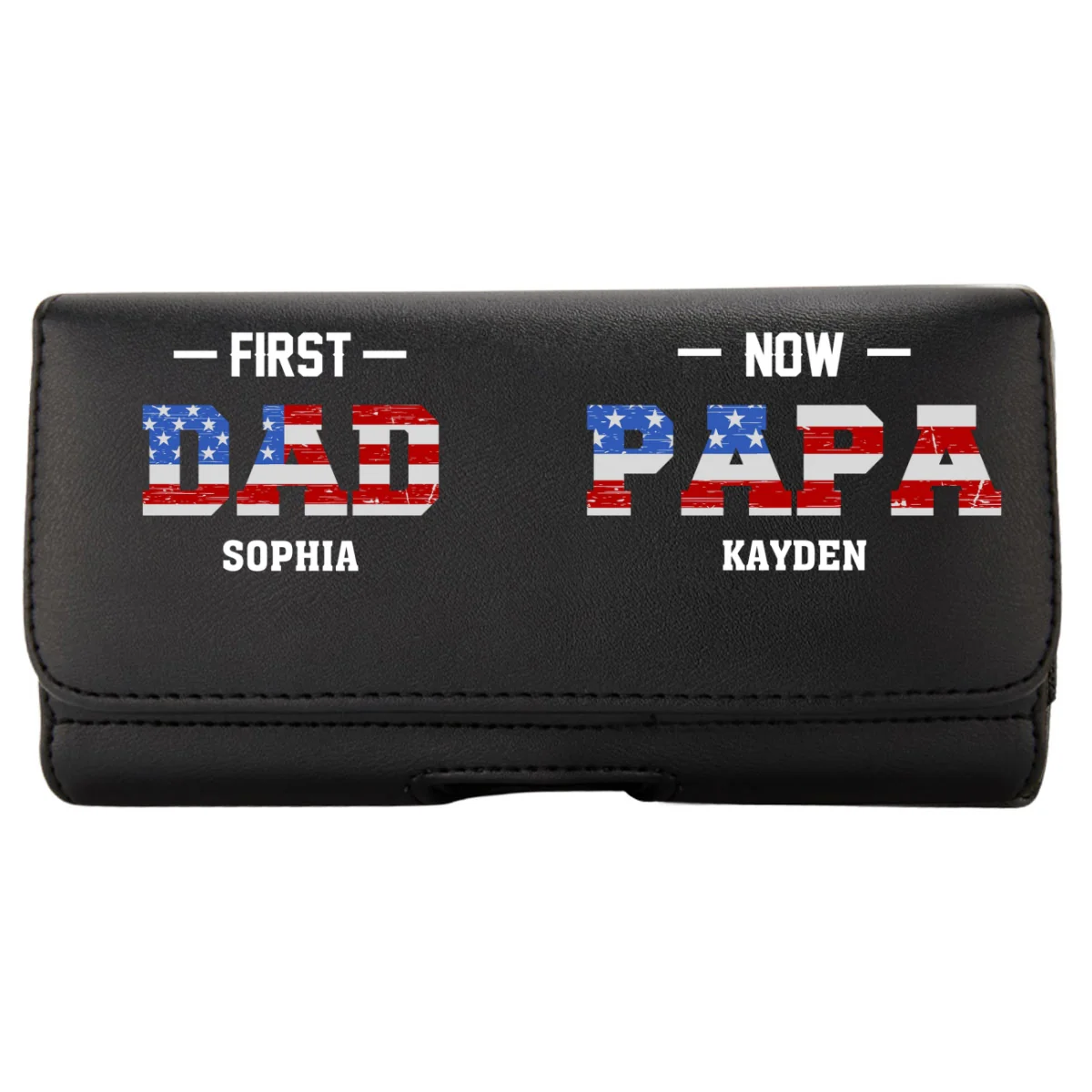 First Dad Now Papa - Personalized Custom Leather Phone And Card Holster - Image 10