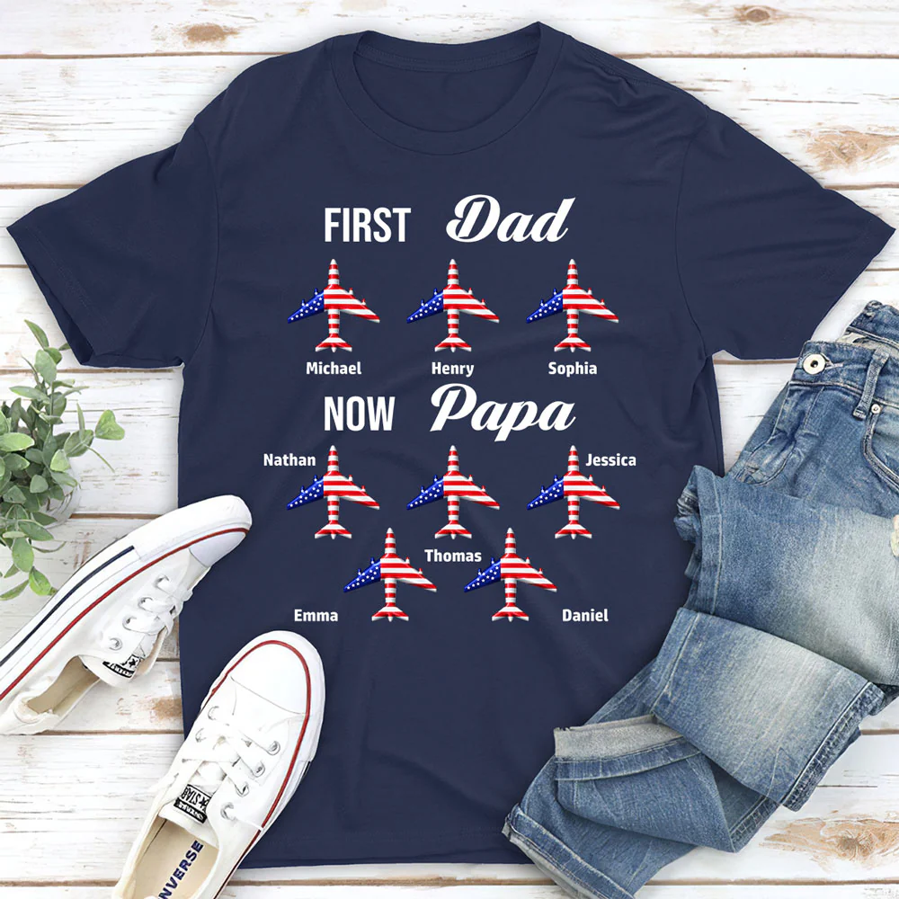 First Dad Now Papa - Personalized Custom Shirt - Image 3
