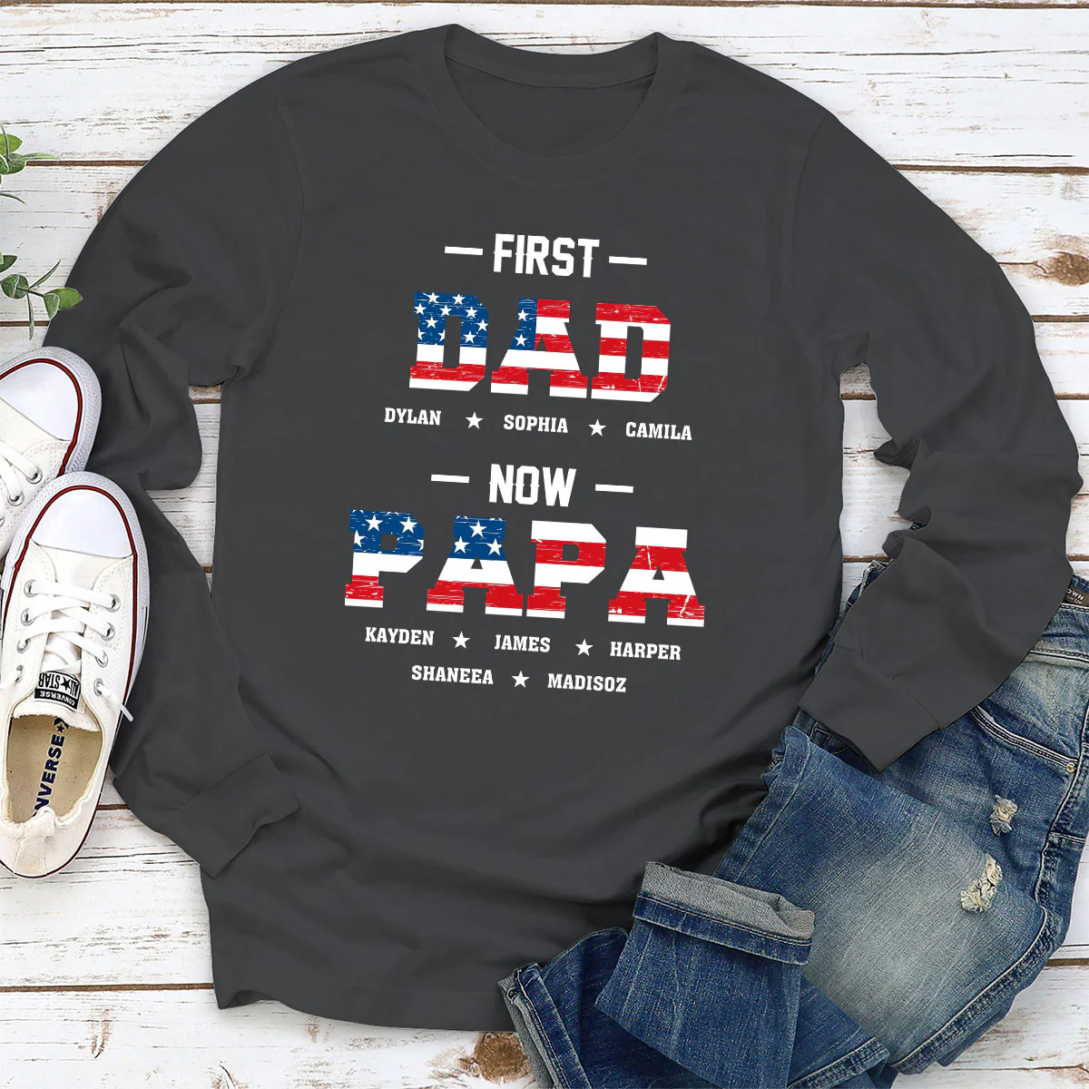 First Dad Now Papa - Personalized Custom Shirt - Image 2