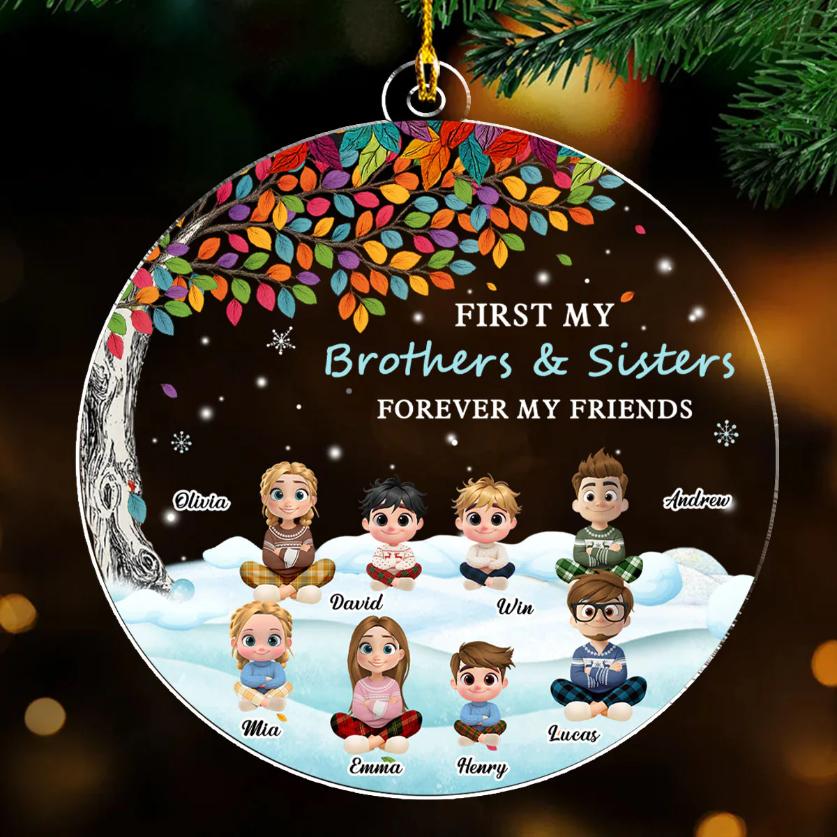 First Family Forever My Friends - Personalized Custom Acrylic Ornament - Image 2