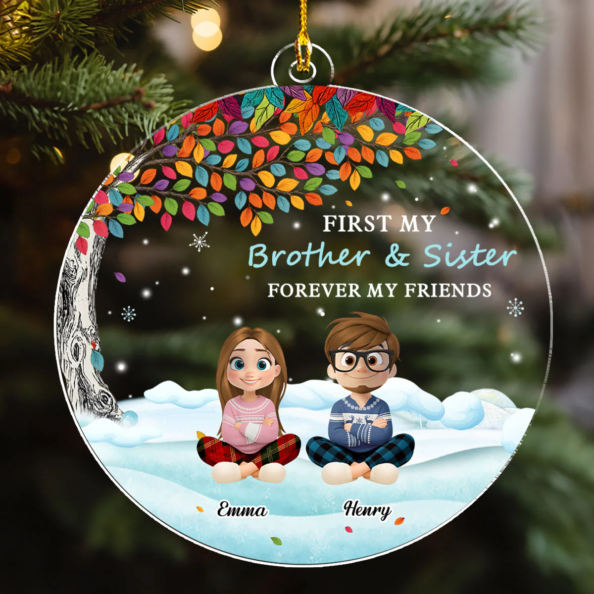 First Family Forever My Friends - Personalized Custom Acrylic Ornament - Image 3