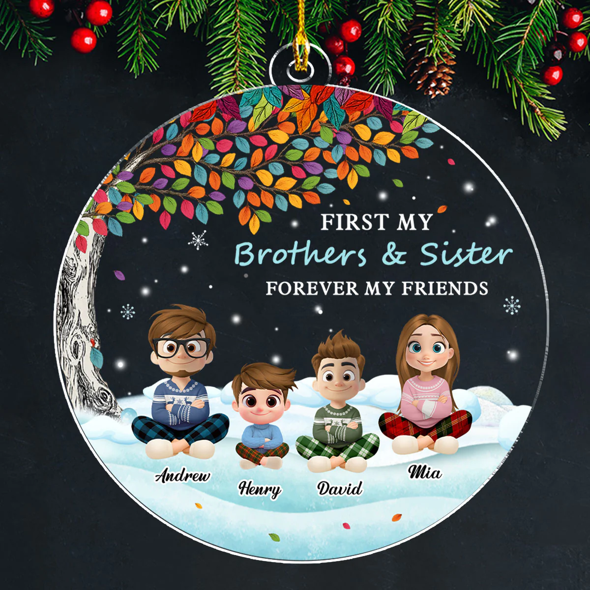 First Family Forever My Friends - Personalized Custom Acrylic Ornament - Image 5