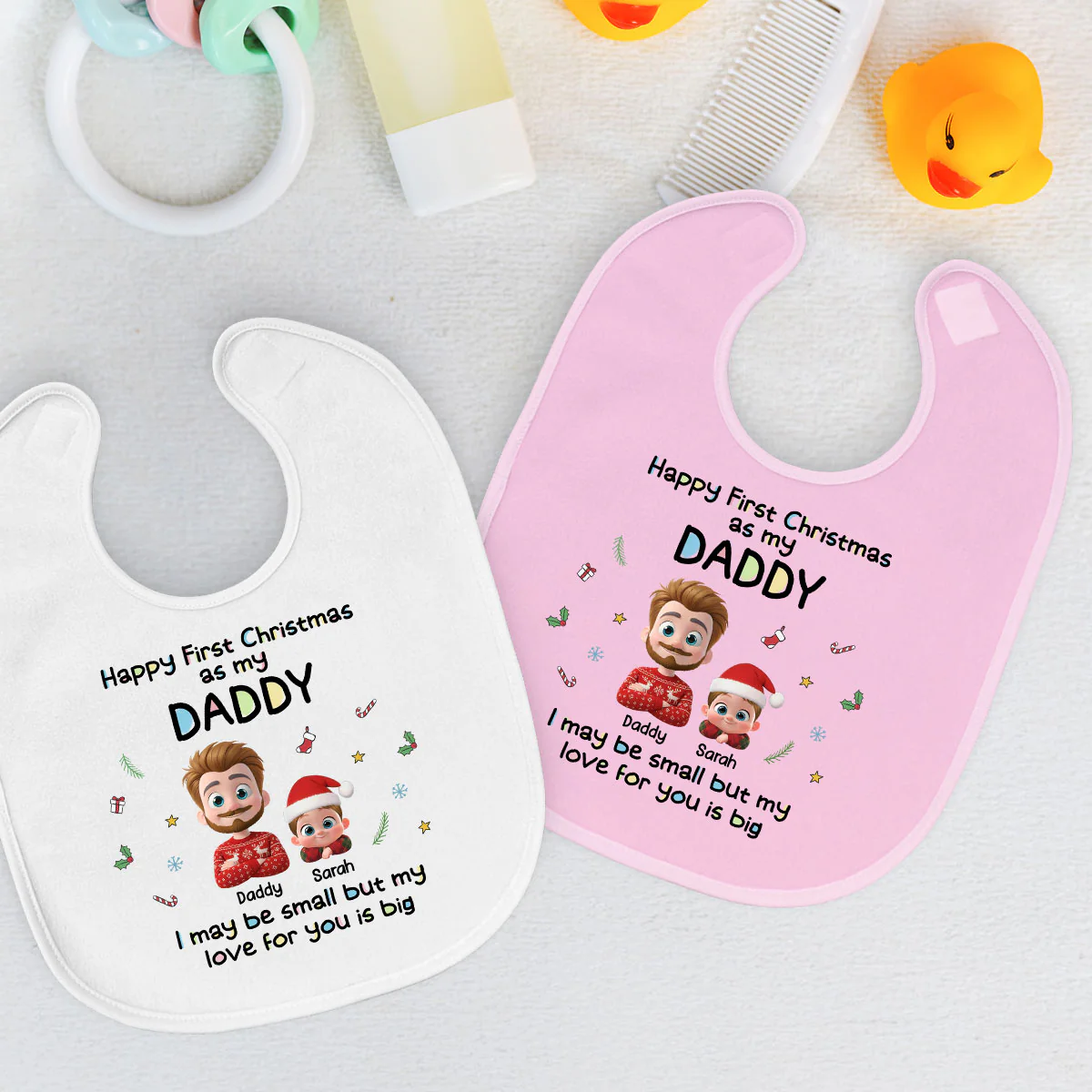 First Christmas Day With Baby - Personalized Custom Baby Bib - Image 3