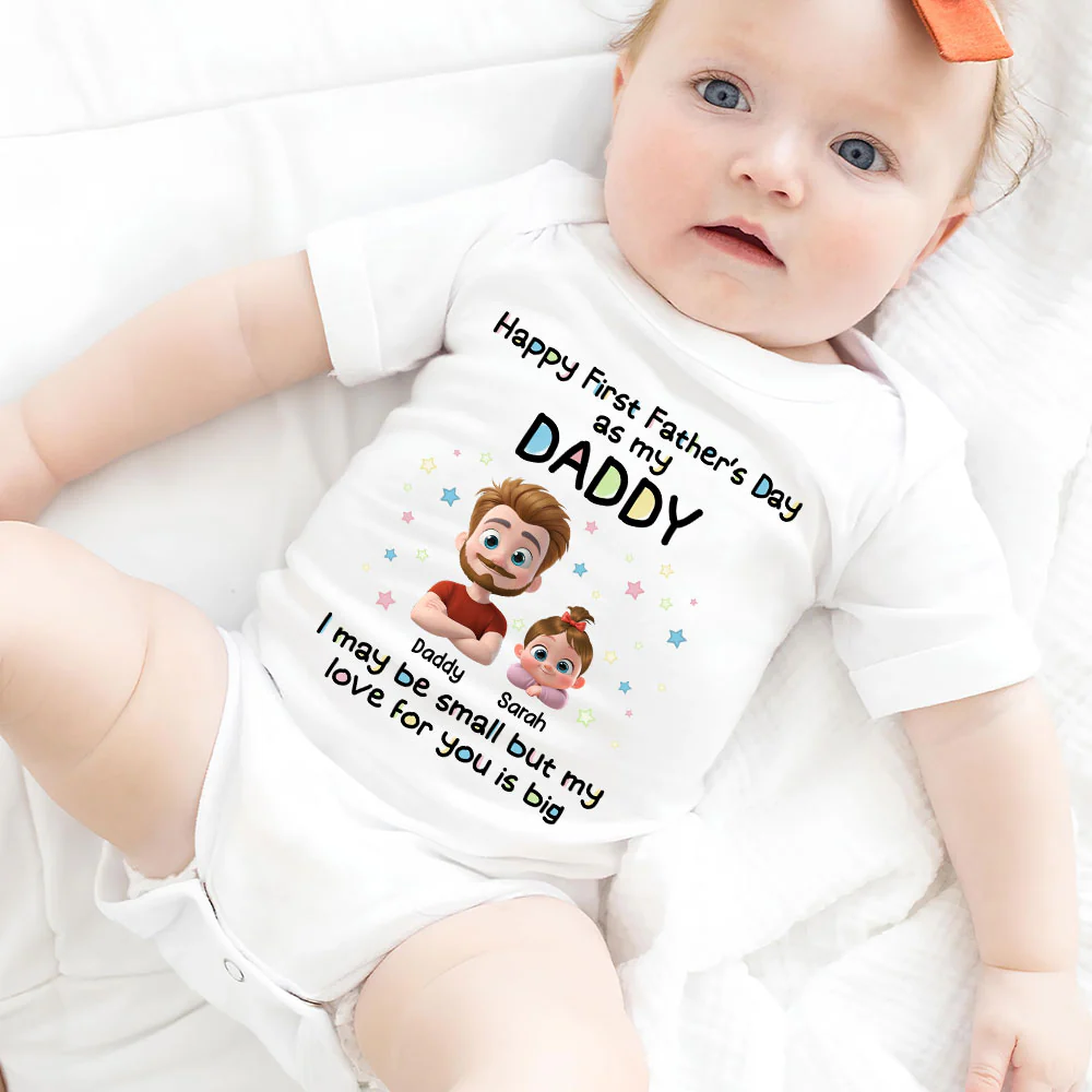 First Father Day With Baby - Personalized Custom Baby Onesie - Image 3