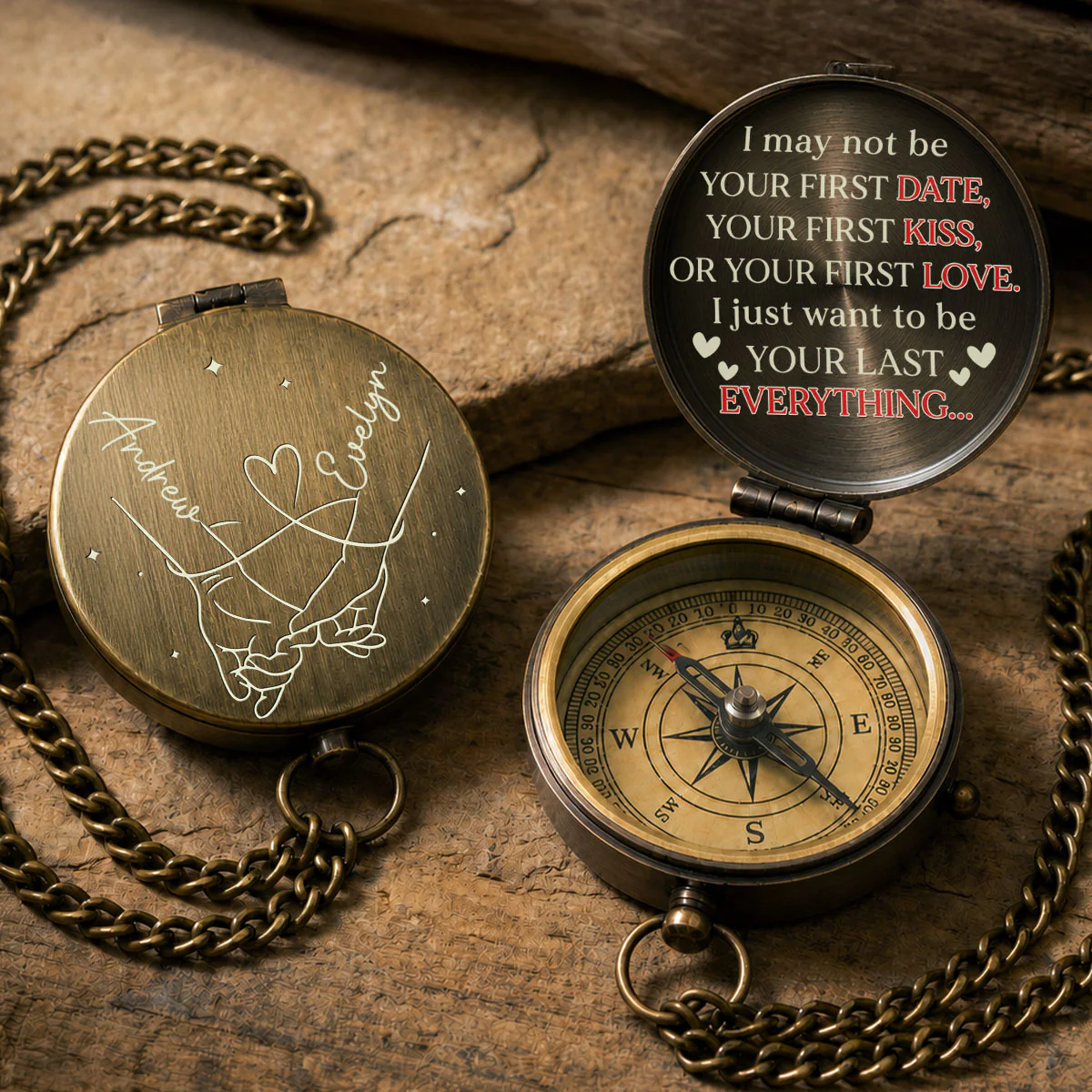 First Kiss First Love - Personalized Custom Pocket Compass - Image 6
