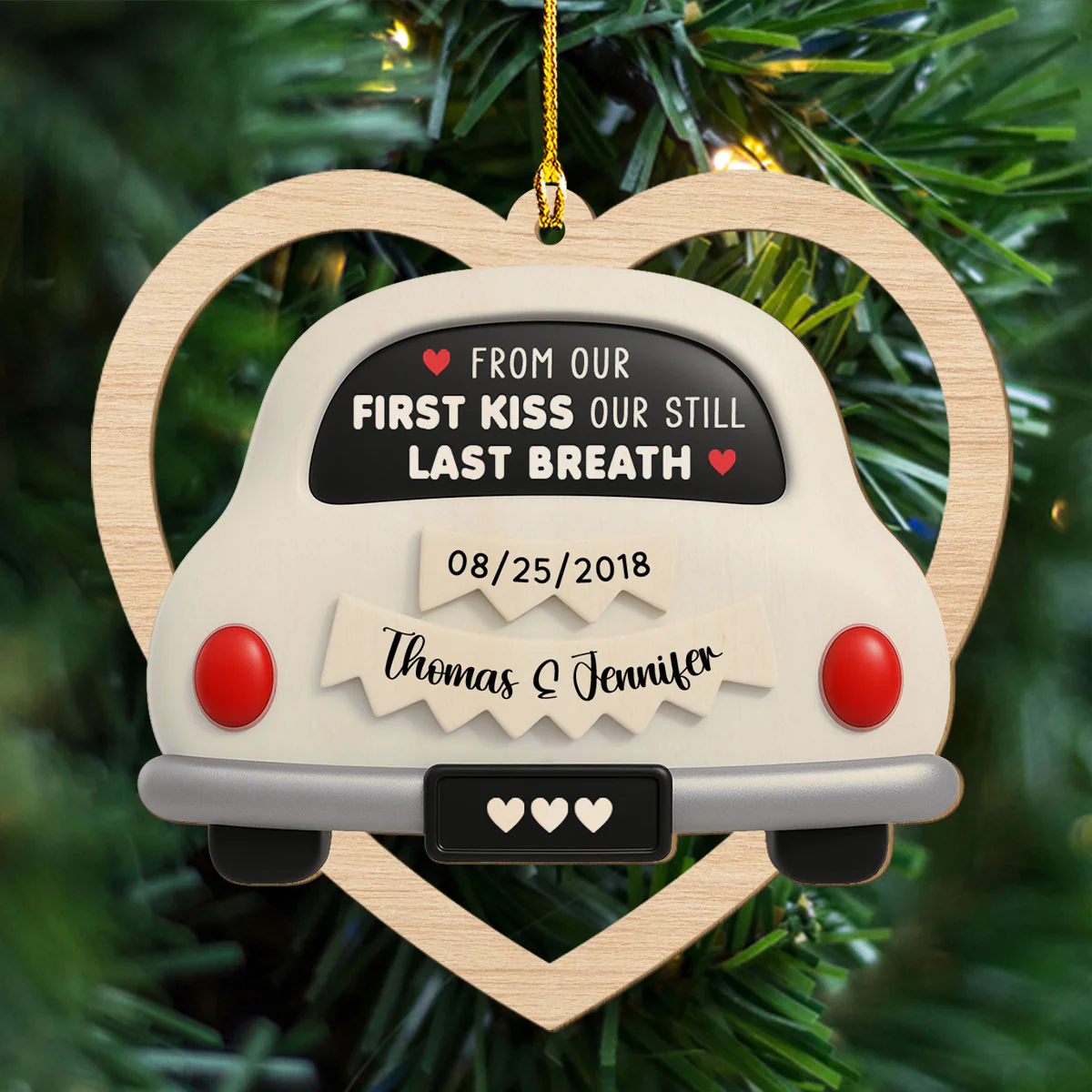 First Kiss To Last Breath - Personalized Custom Wood Ornament - Image 2