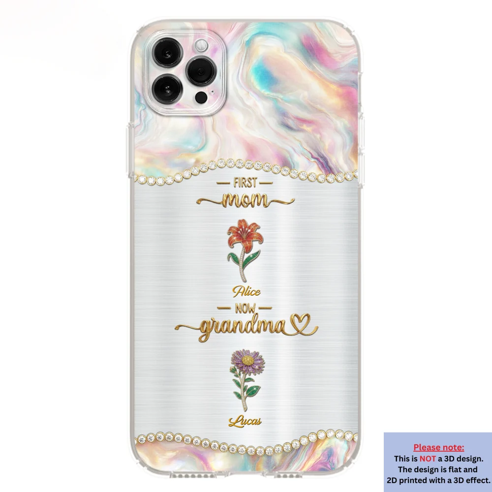 First Mom Now Grandma 2 - Personalized Custom 3D Inflated Effect Phone Case - Image 12