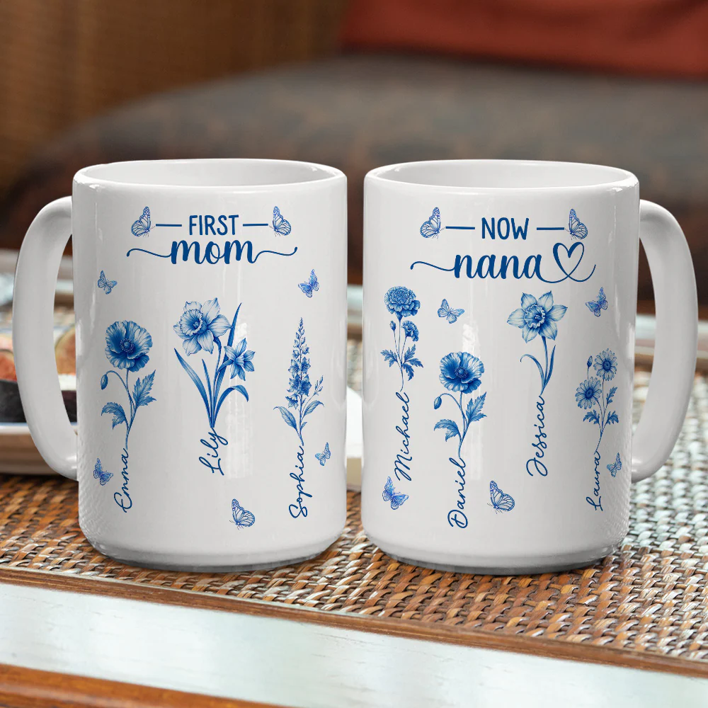 First Mom Now Grandma 2 - Personalized Custom Coffee Mug - Image 6