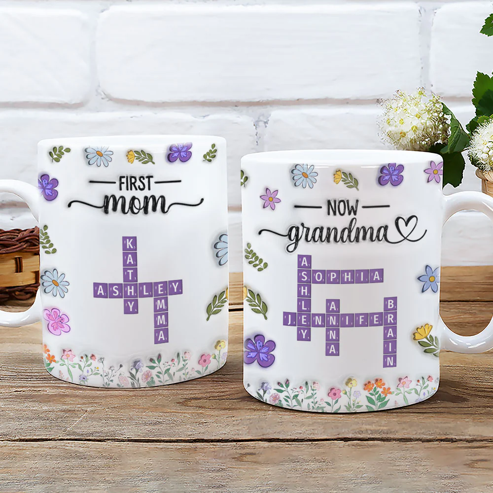 First Mom Now Grandma Crossword - Personalized Custom 3D Inflated Effect Mug - Image 2