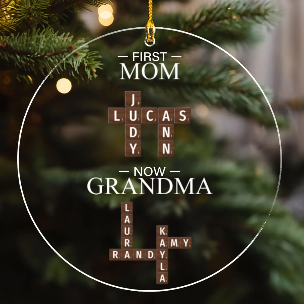 First Mom Now Grandma Crossword - Personalized Custom Acrylic Ornament - Image 5