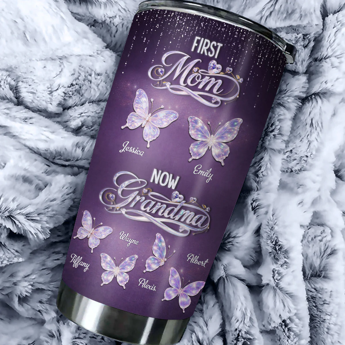 First Mom Now Grandma Crystal - Personalized Custom Tumbler - Image 2