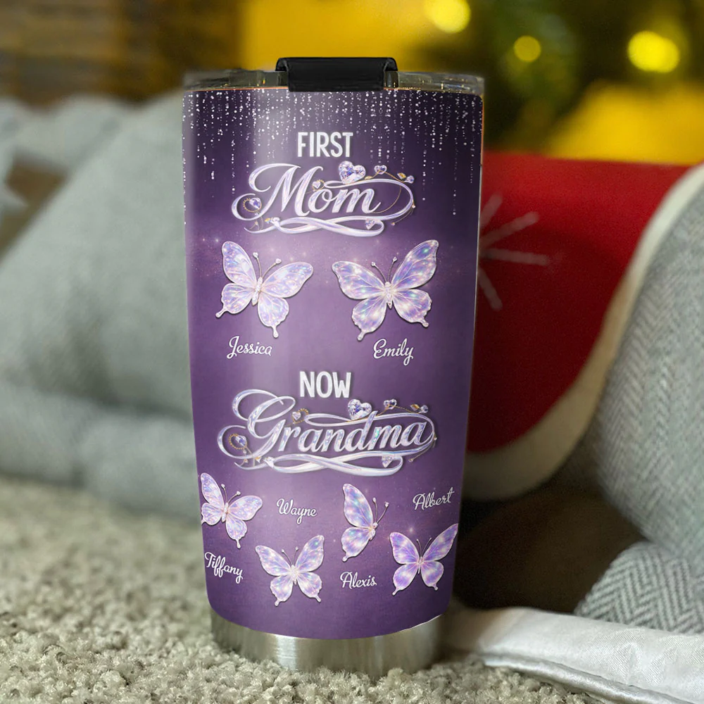 First Mom Now Grandma Crystal - Personalized Custom Tumbler - Image 4