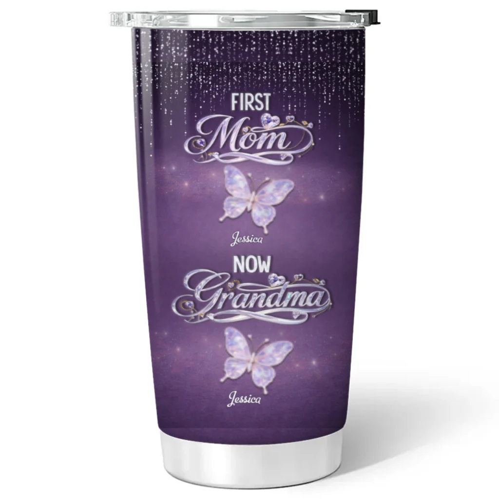 First Mom Now Grandma Crystal - Personalized Custom Tumbler - Image 6