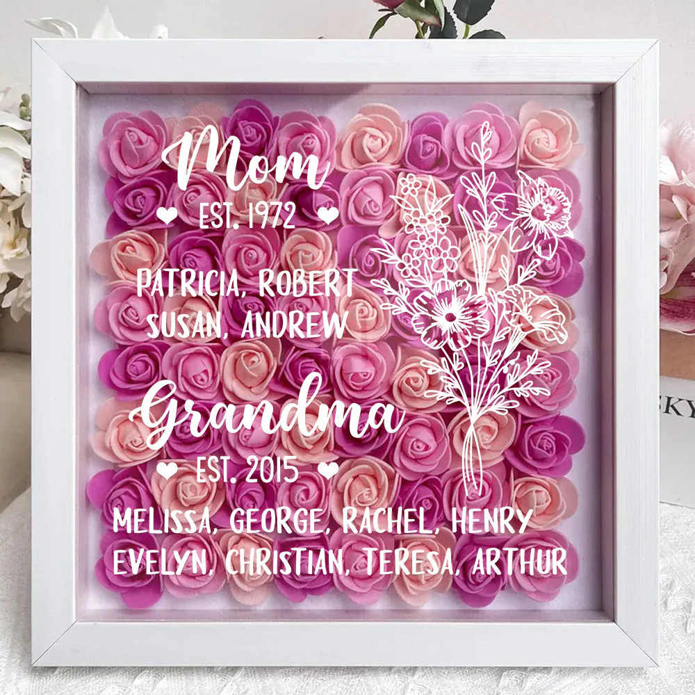 First Mom Now Grandma - Personalized Custom Flower Shadow Box - Image 3