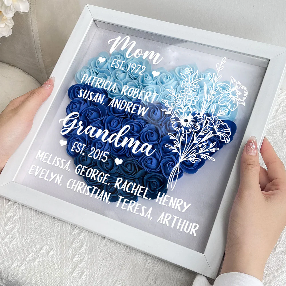 First Mom Now Grandma - Personalized Custom Flower Shadow Box - Image 5