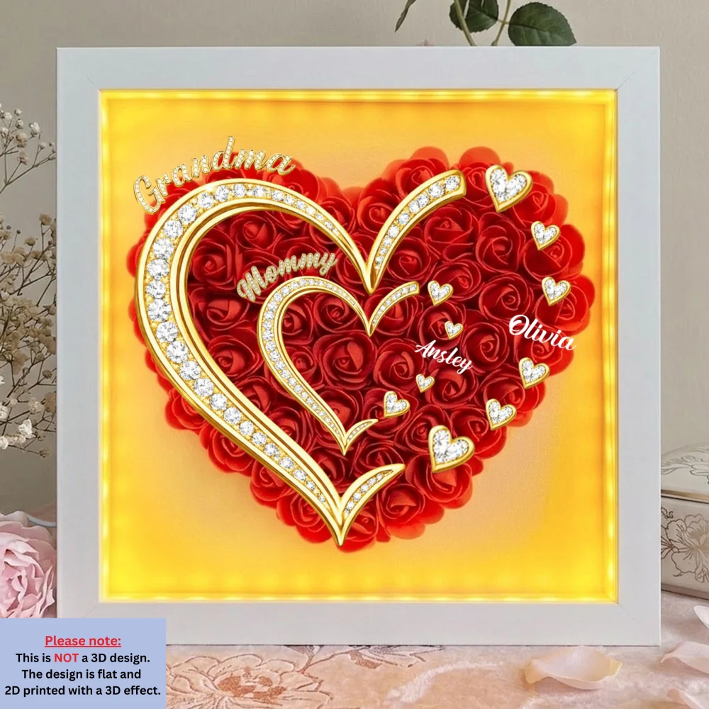 First Mom Now Grandma - Personalized Custom Flower Shadow Box With LED Light - Image 7