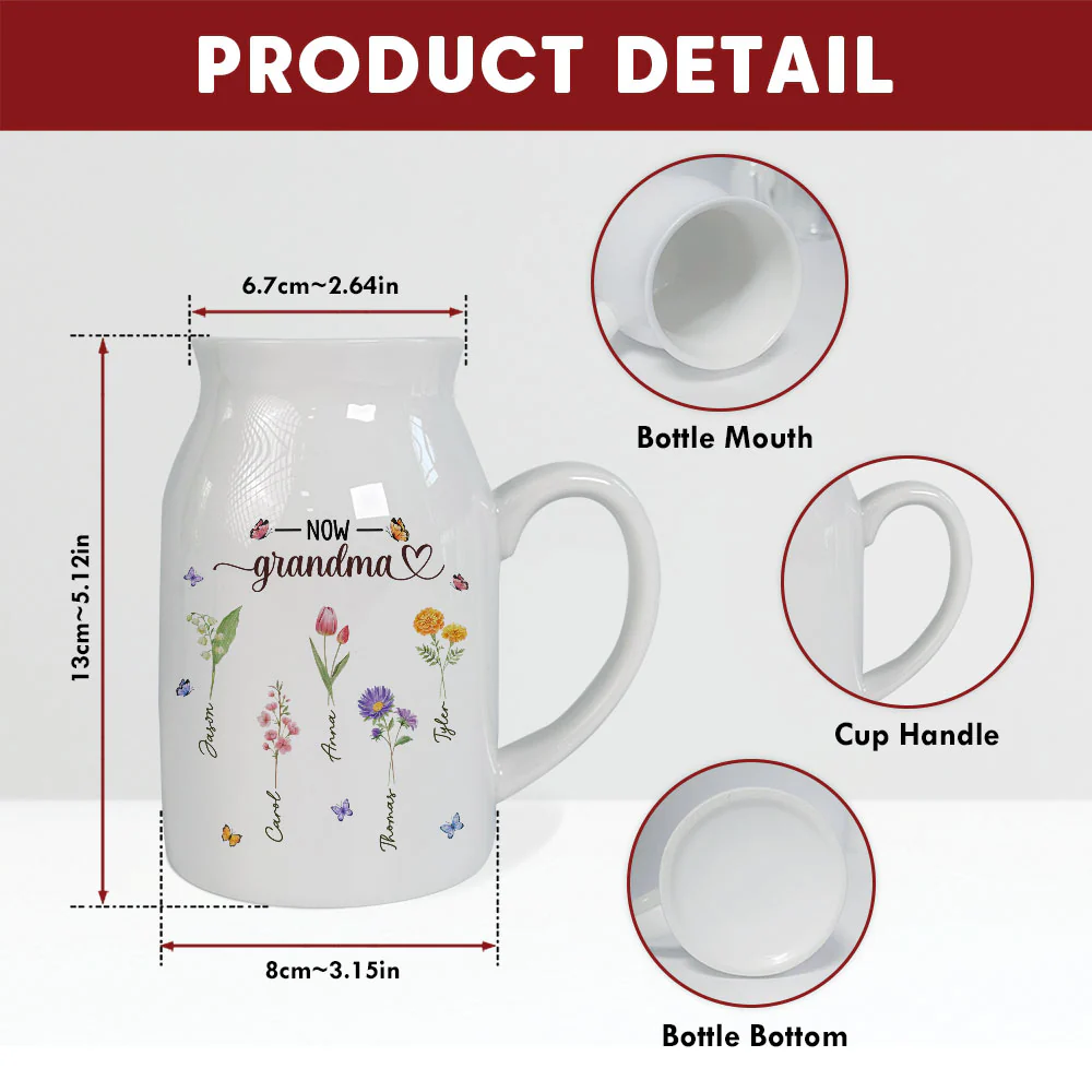 First Mom Now Grandma - Personalized Custom Flower Vase - Image 2