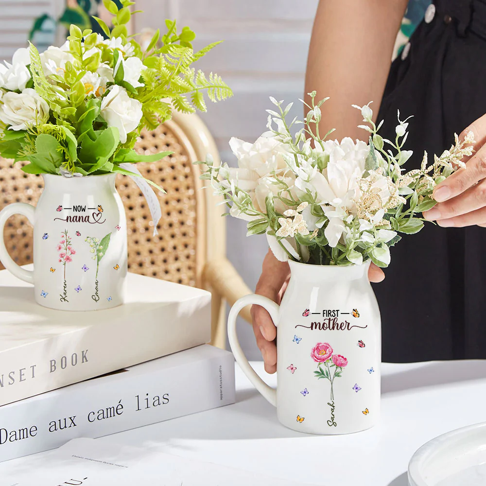 First Mom Now Grandma - Personalized Custom Flower Vase - Image 6