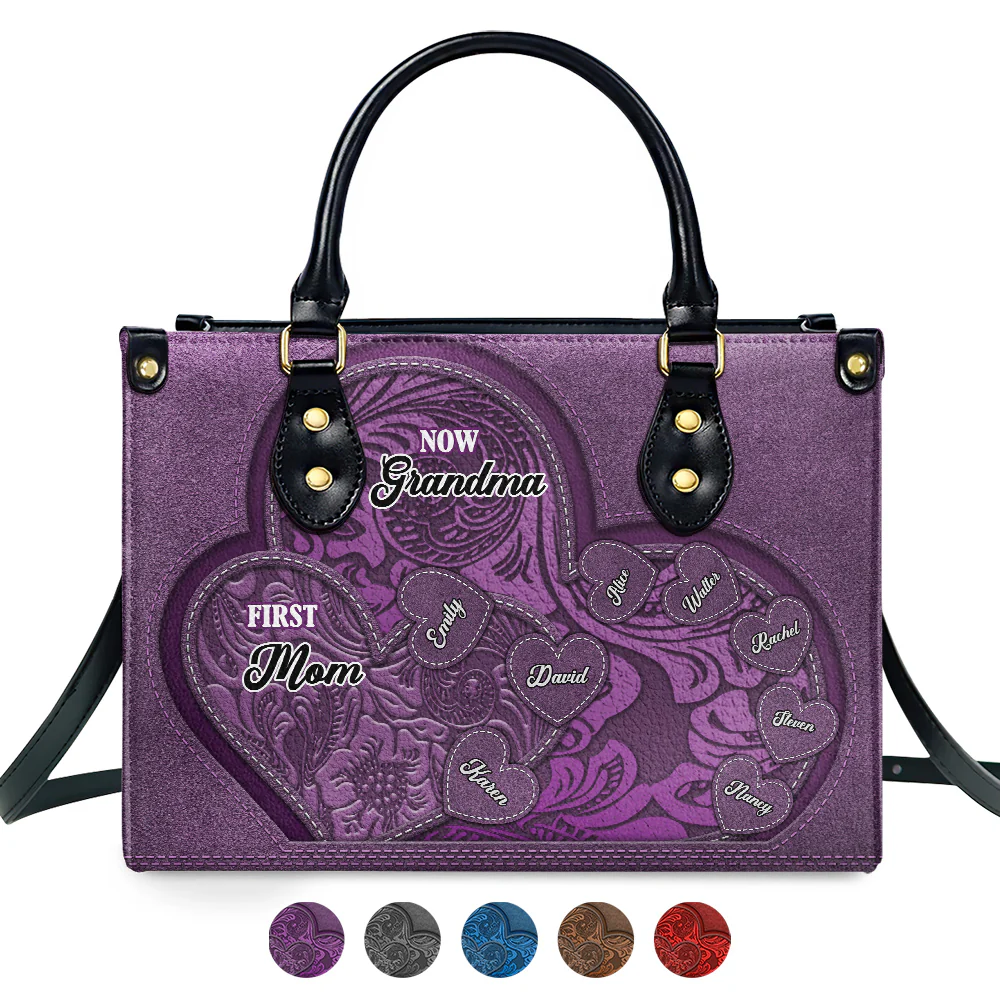 First Mom Now Grandma - Personalized Custom Leather Bag