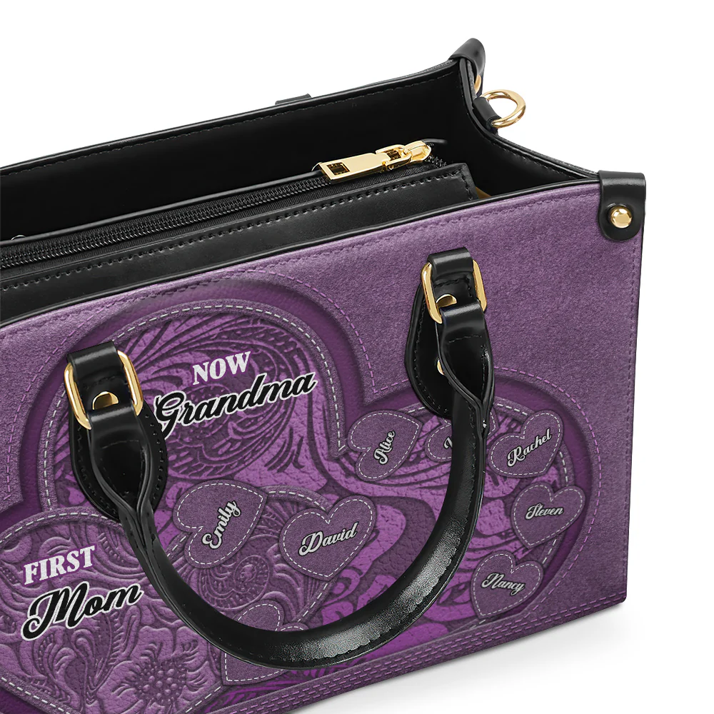 First Mom Now Grandma - Personalized Custom Leather Bag - Image 4