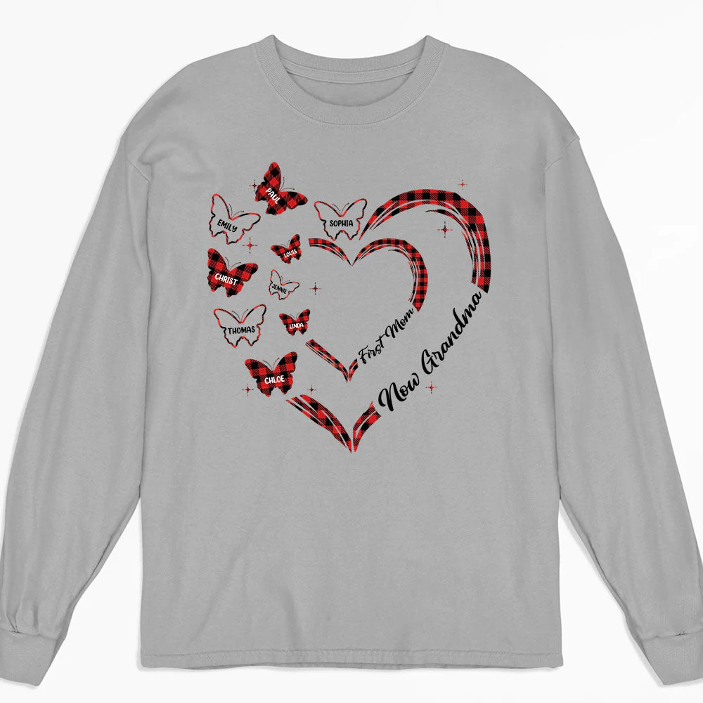 First Mom Now Grandma - Personalized Custom Long Sleeve T-shirt