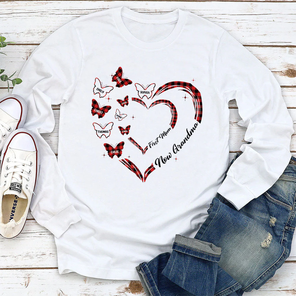 First Mom Now Grandma - Personalized Custom Long Sleeve T-shirt - Image 2
