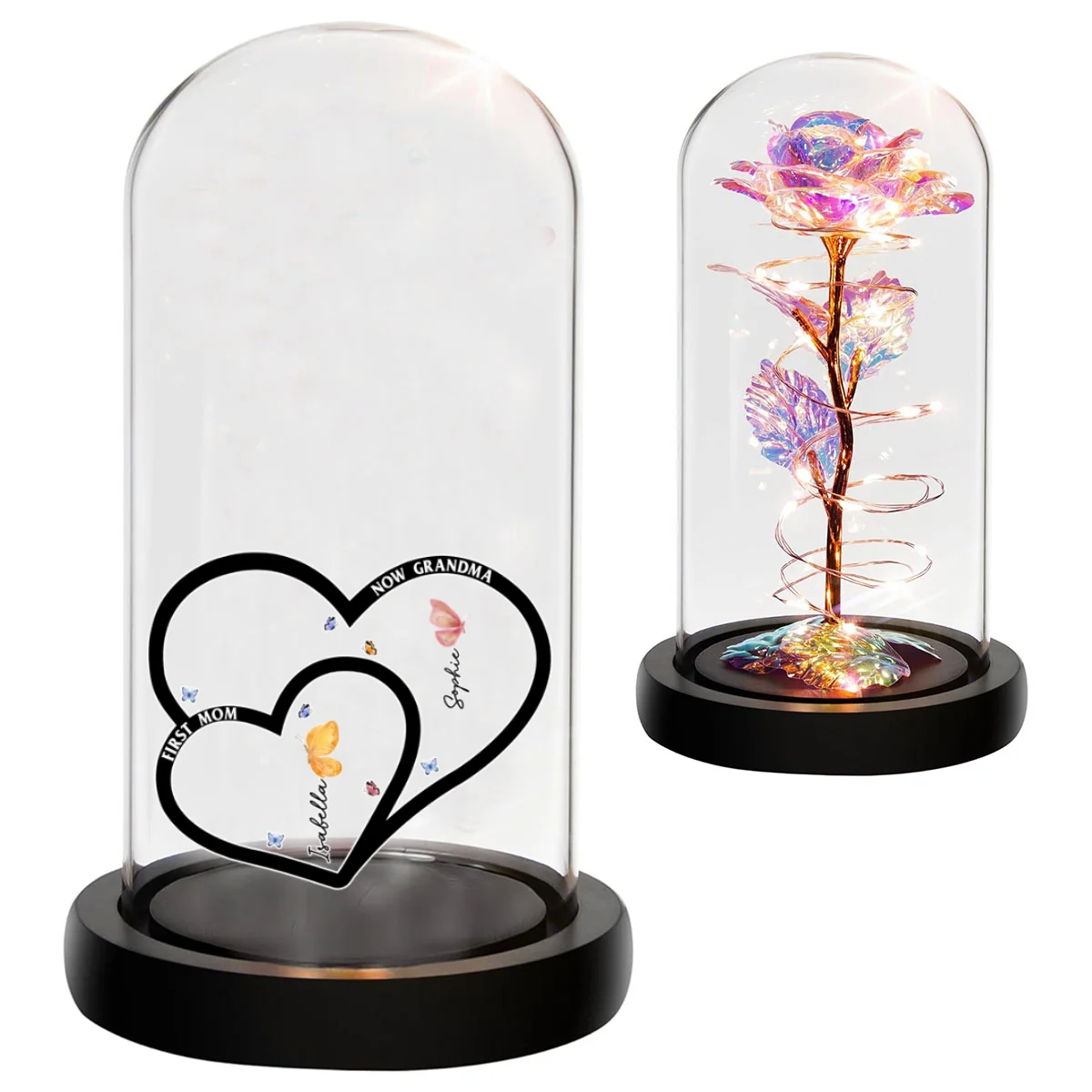 First Mom Now Grandma - Personalized Custom Sparkly Rose - Image 6