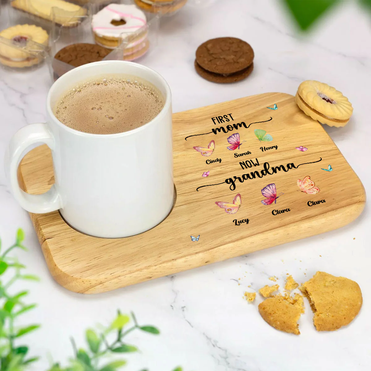 First Mom Now Grandma - Personalized Custom Wooden Treat Board - Image 6