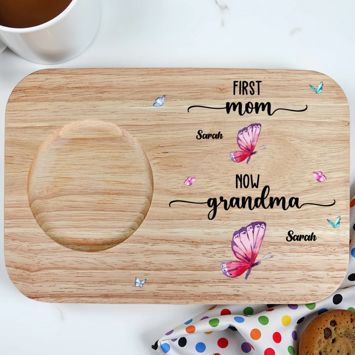 First Mom Now Grandma - Personalized Custom Wooden Treat Board - Image 8
