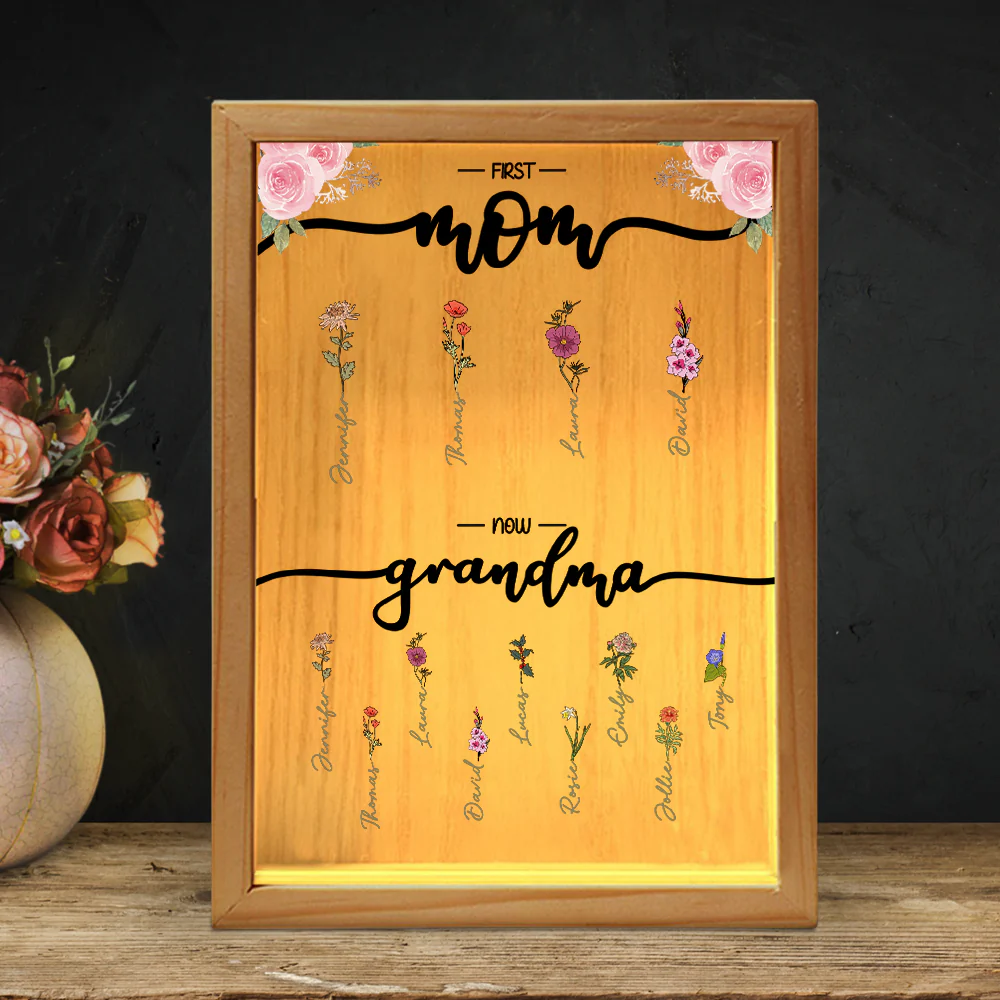 First Mom Now Grandma - Personalized Frame Light Box - Image 2