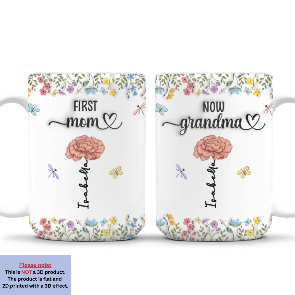 First Mom Now Nana - Personalized Custom 3D Inflated Effect Coffee Mug - Image 10