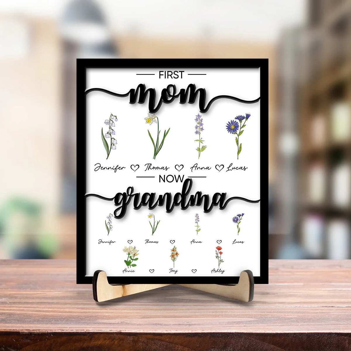 First Mom Now - Personalized Wooden Plaque