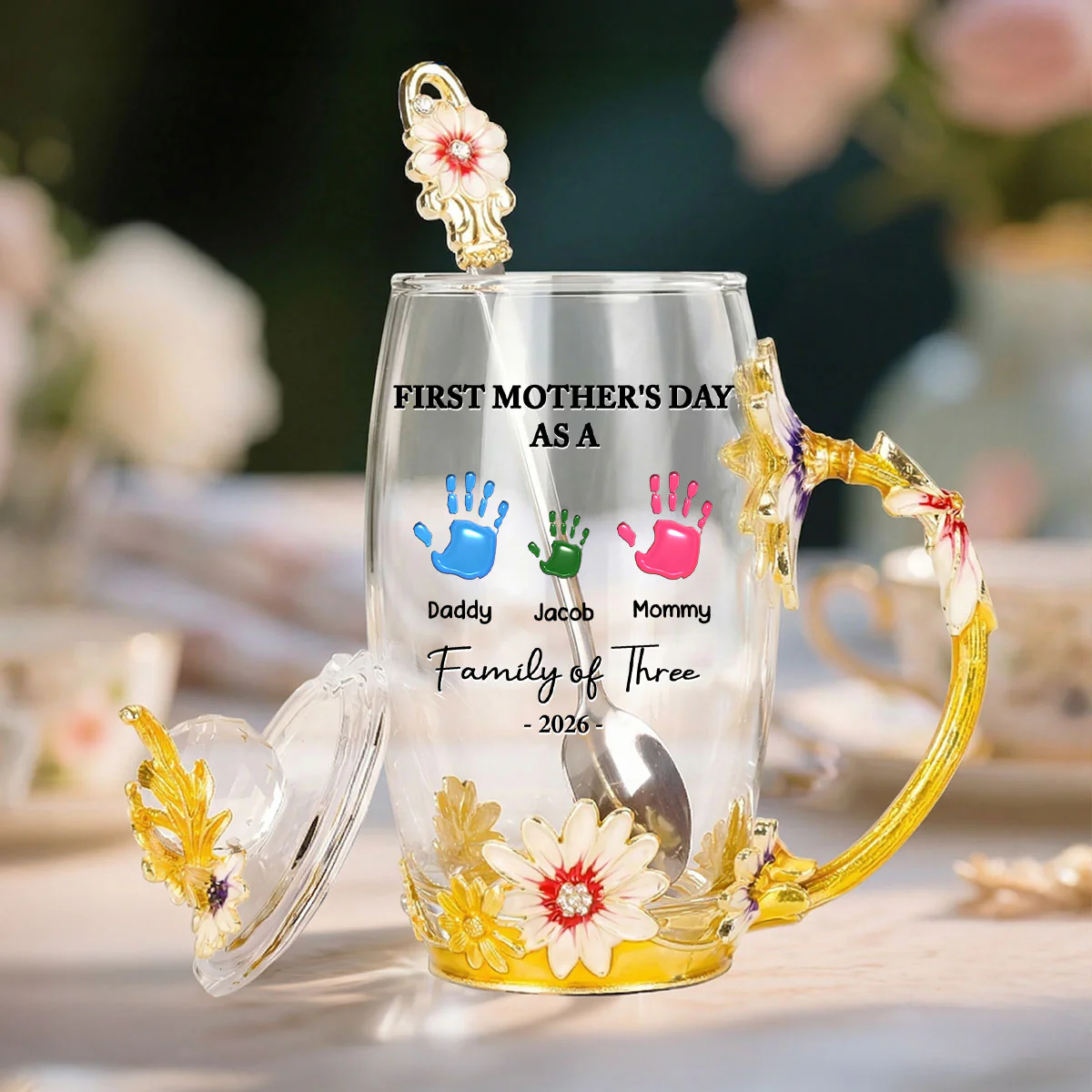 First Mother Day - Personalized Custom 14OZ Flower Tea Cup - Image 5