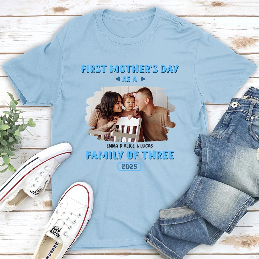 First Mother Day Photo - Personalized Custom Shirt - Image 3