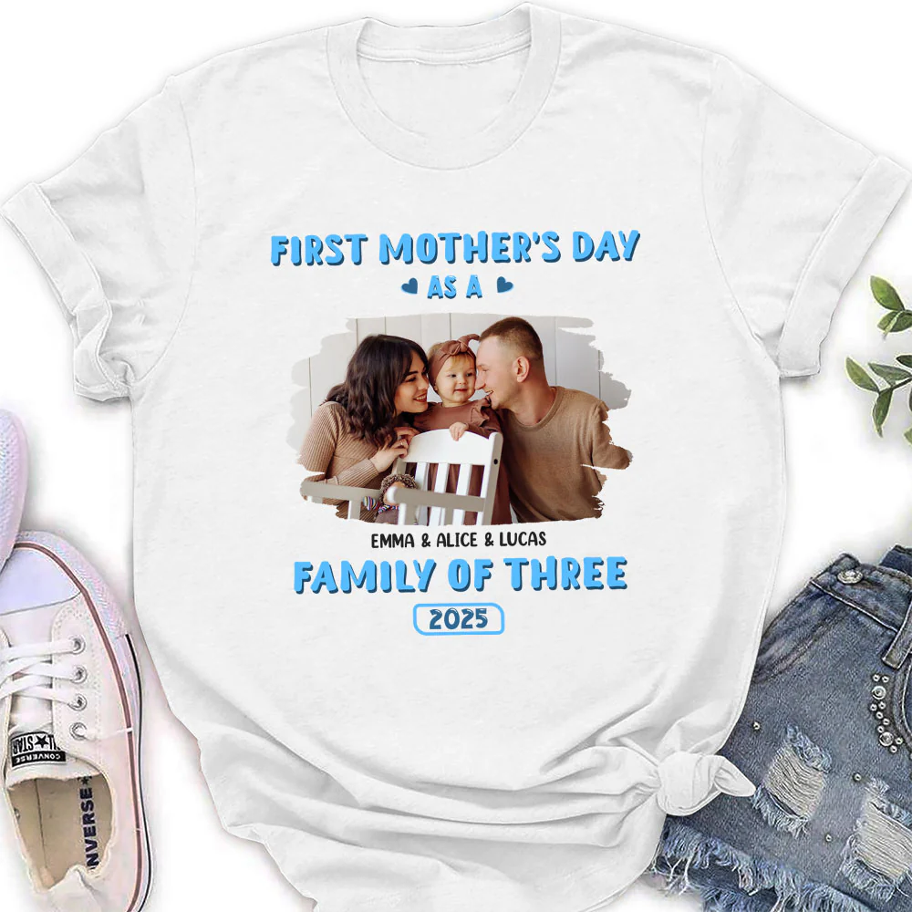 First Mother Day Photo - Personalized Custom Shirt - Image 4