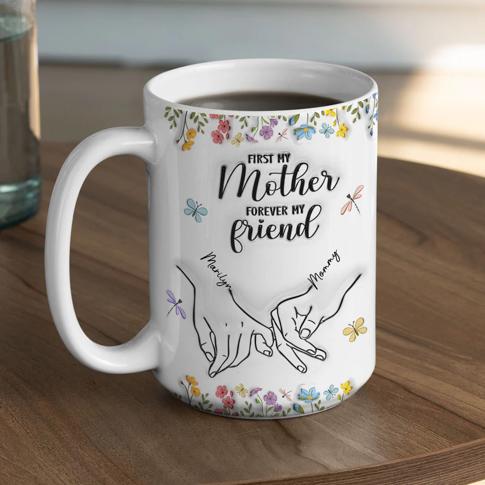 First My Daughter Forever My Friend Flower Version - Personalized Custom 3D Inflated Effect Mug - Image 7