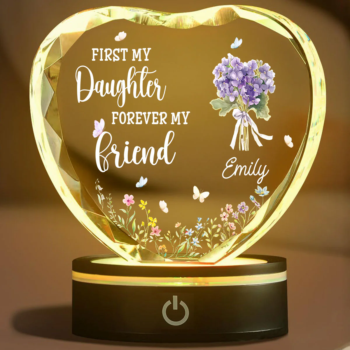 First My Daughter Forever My Friend - Personalized Custom Crystal Led Light - Image 2
