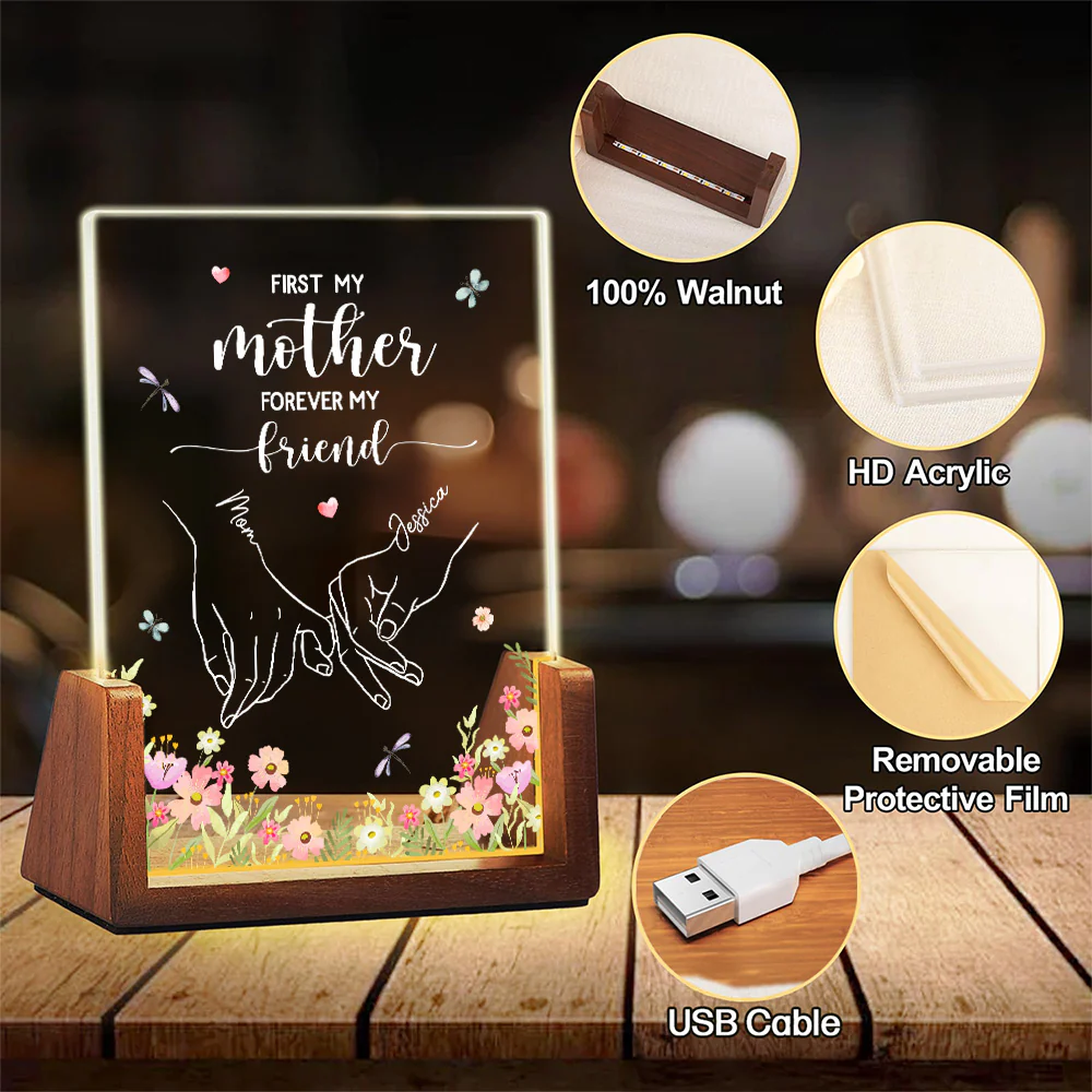 First My Mother Forever My Friend - Personalized Custom Plaque With Walnut Base - Image 6
