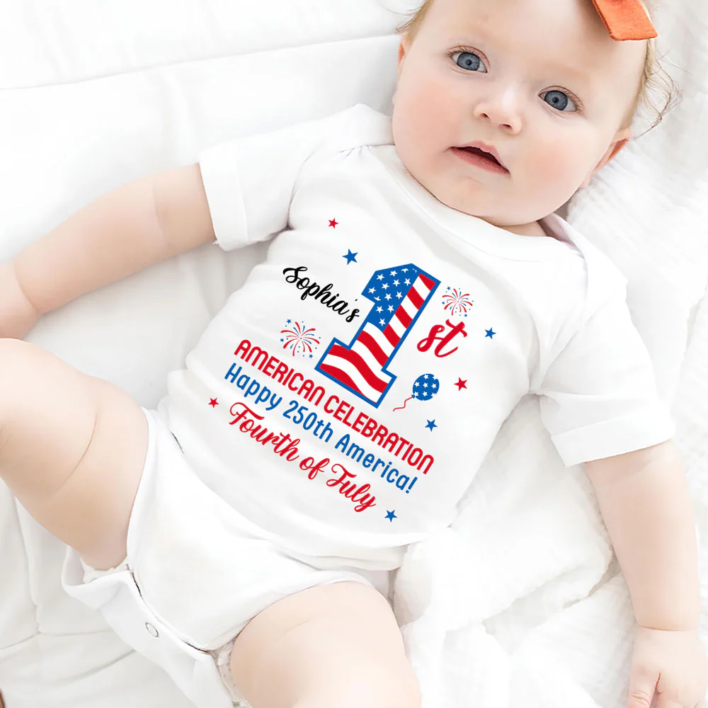 First Red White Boom - Personalized Custom Baby Onesie - Image 4