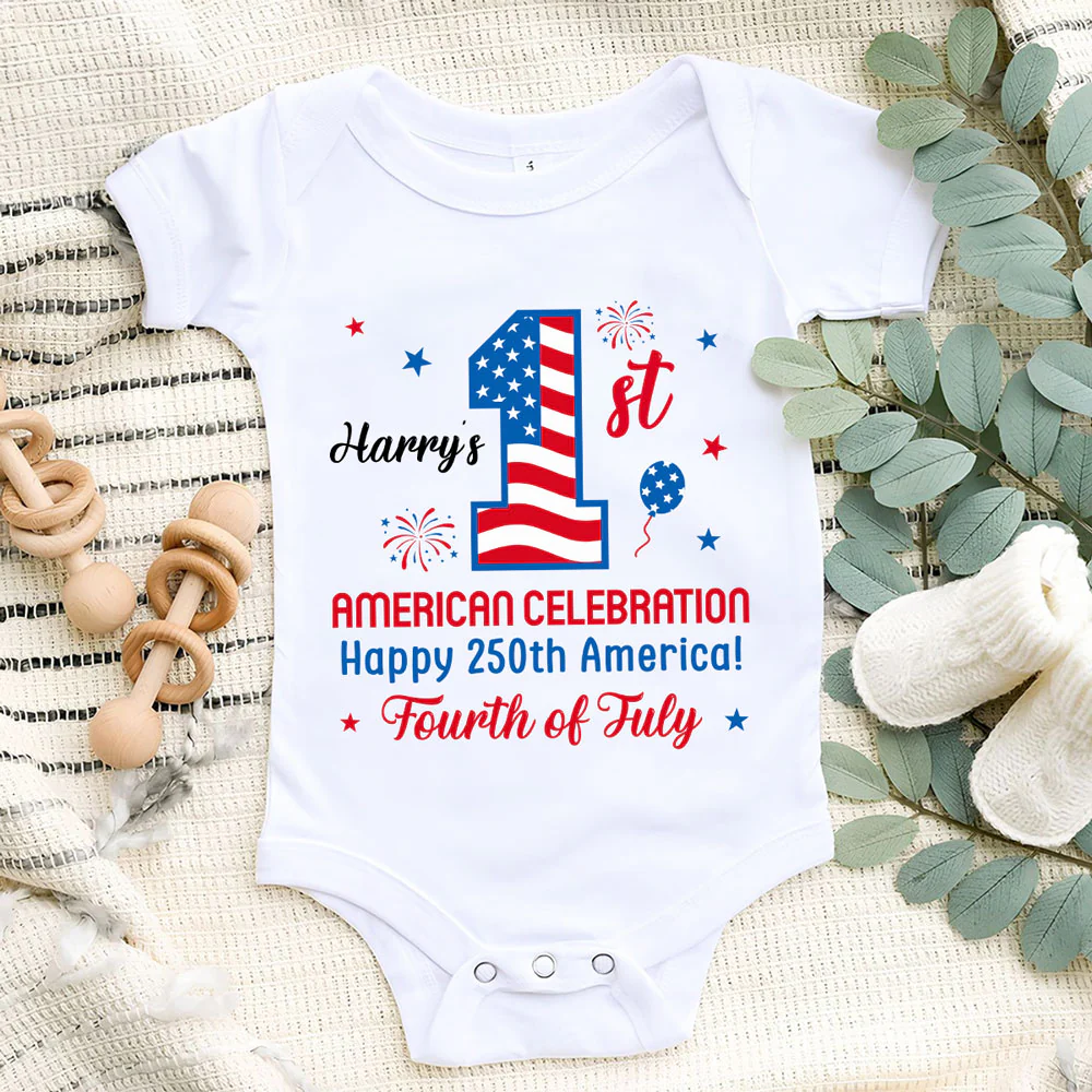 First Red White Boom - Personalized Custom Baby Onesie - Image 6