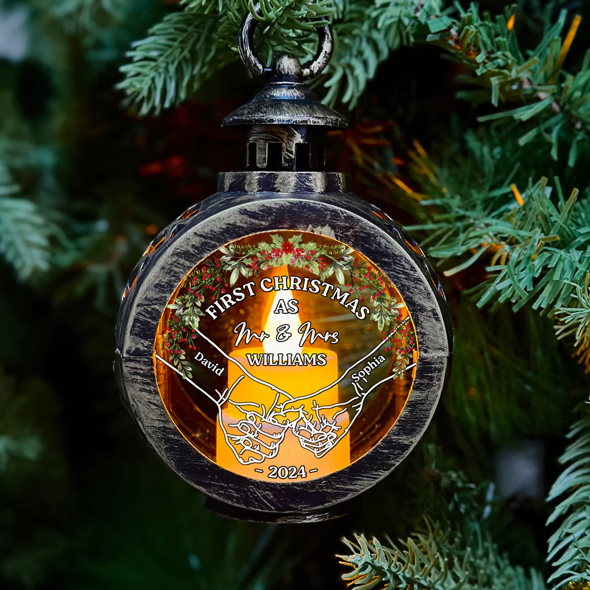 First Time - Personalized Custom Christmas Lantern - Image 2