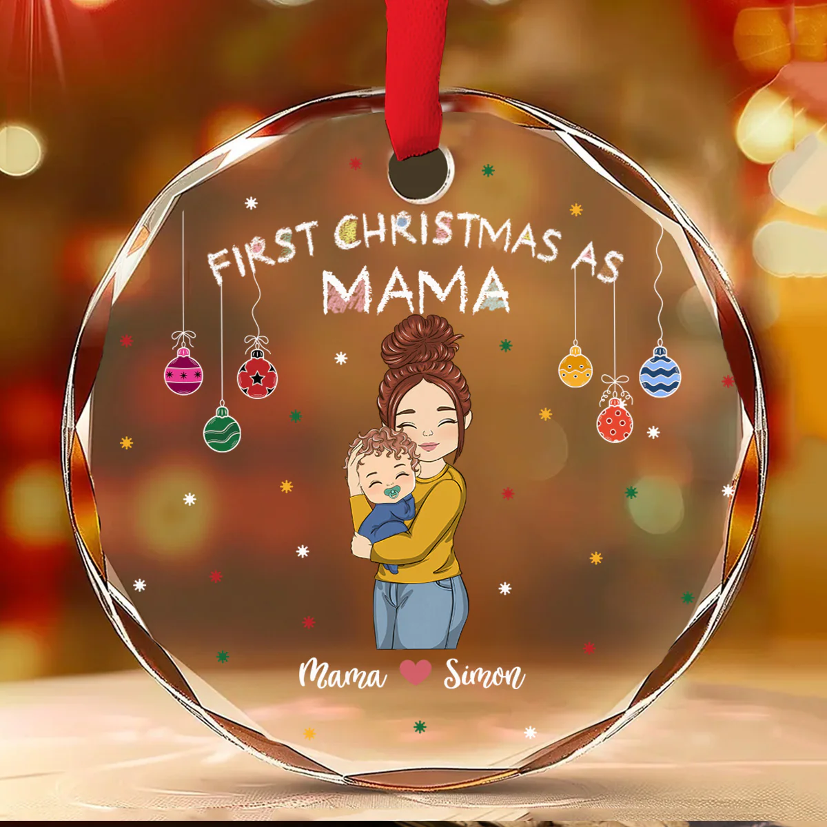 First Year As Mommy - Personalized Custom Glass Ornament - Image 2