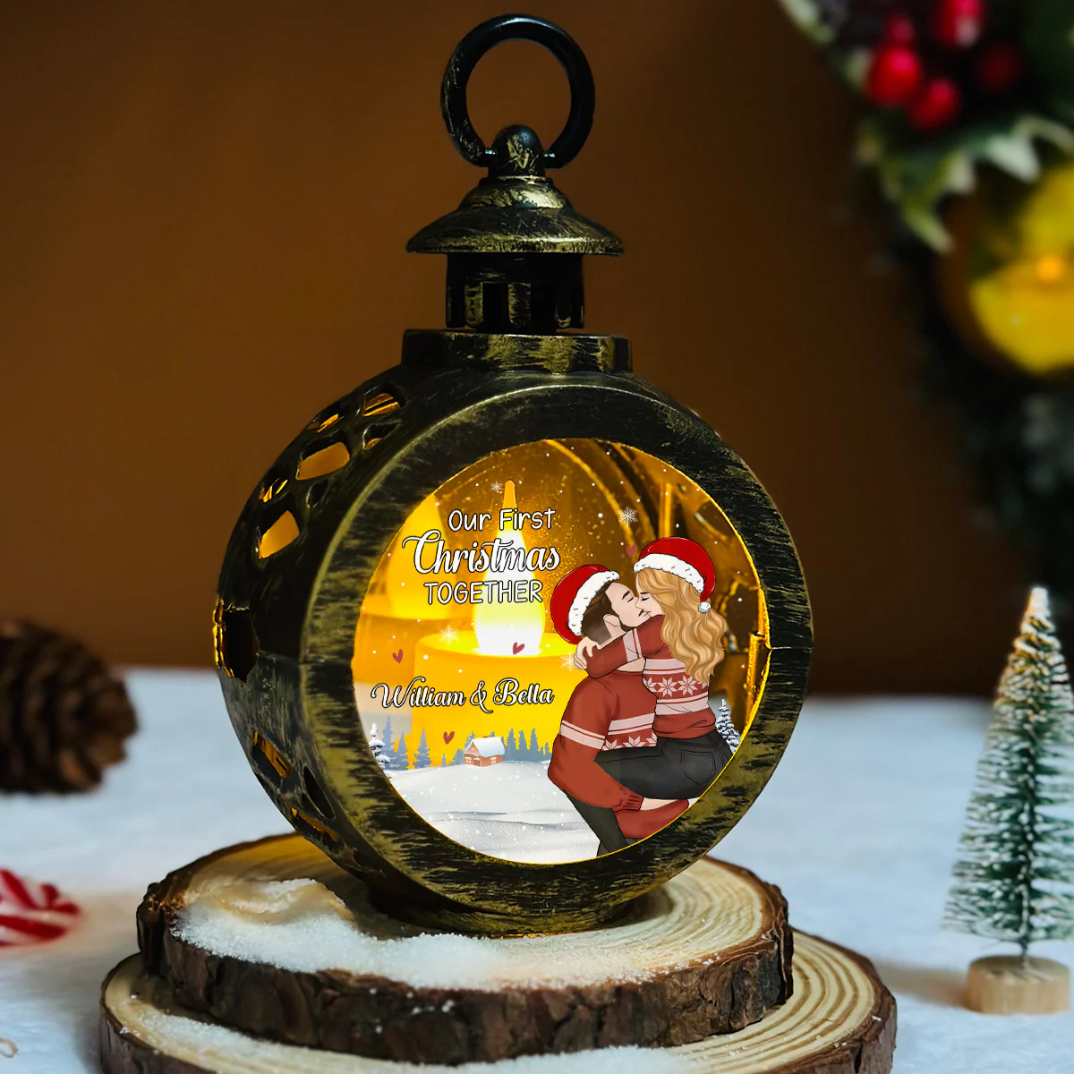 First Year Together - Personalized Custom Christmas Lantern - Image 3