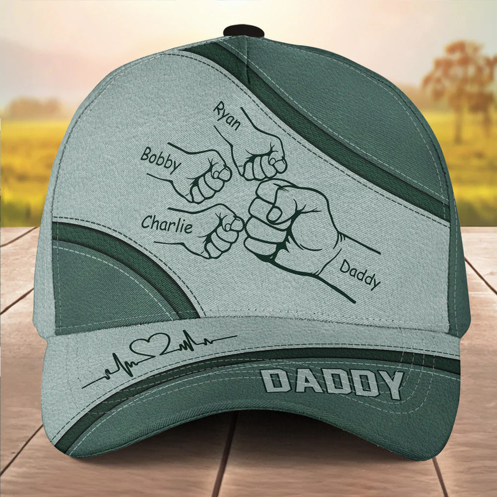 Fist Bump Daddy Grandpa - Personalized Classic Cap - Image 3