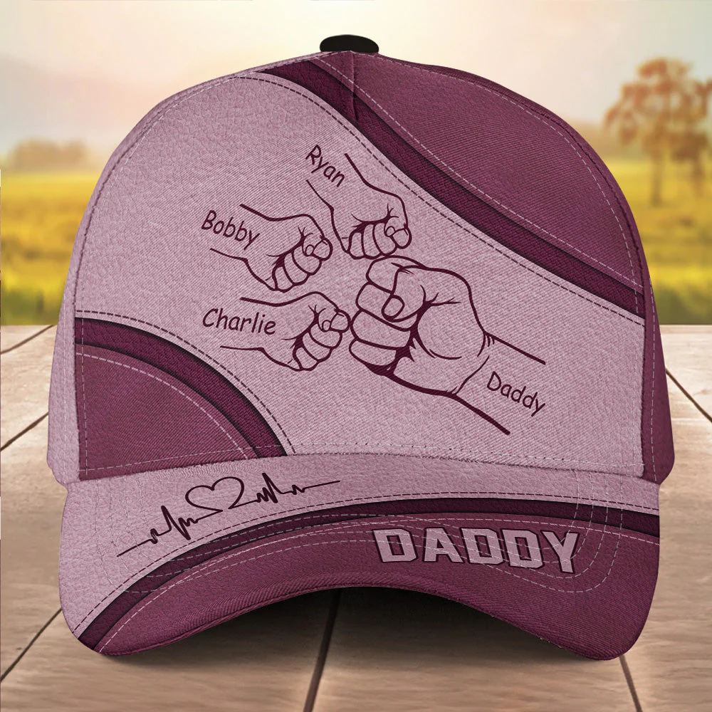 Fist Bump Daddy Grandpa - Personalized Classic Cap - Image 4