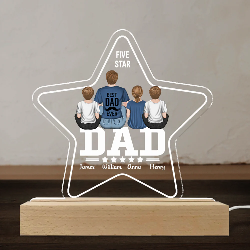 Five Star Dad - Personalized Custom LED Light - Image 3